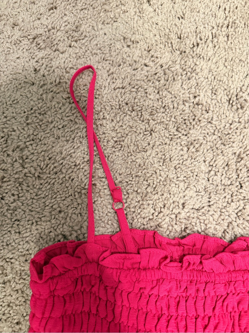 No Boundaries Hot Pink Smocked Ruffle Mini Dress - Picture 6 of 8